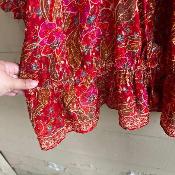 DR2 Sheer Floral Blouse - Size M - Boho Swiss Dot Casual - Picture 6 of 7